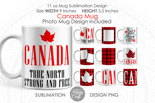 Canadian mug sublimation PNG, Photo mug template
