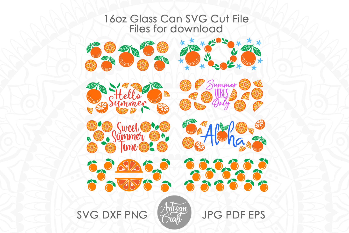 Summer can glass SVG showing oranges