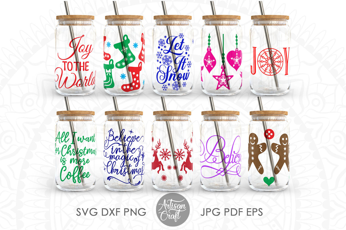 Christmas Can Glass, SVG cut files