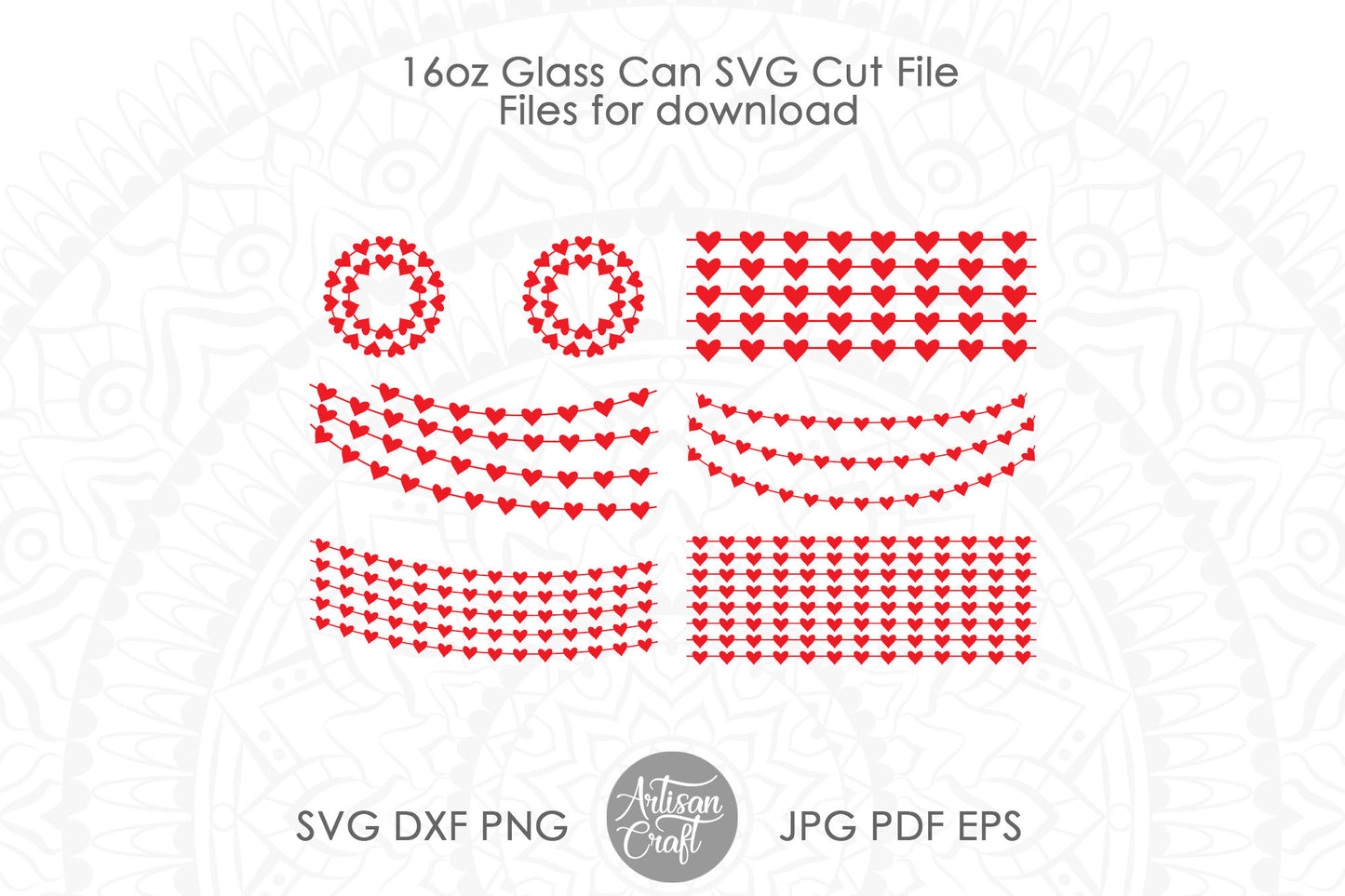 Can glass wrap SVG showing heart strings