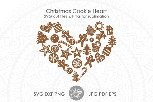 Christmas gingerbread cookie heart SVG
