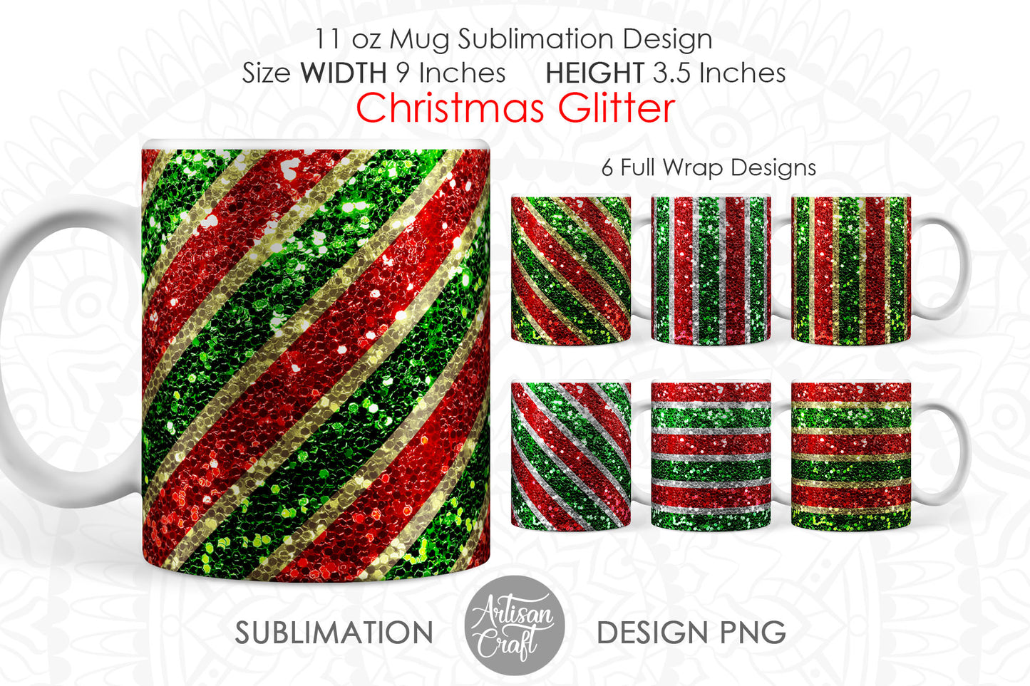 Christmas mug sublimation PNG, glitter mug