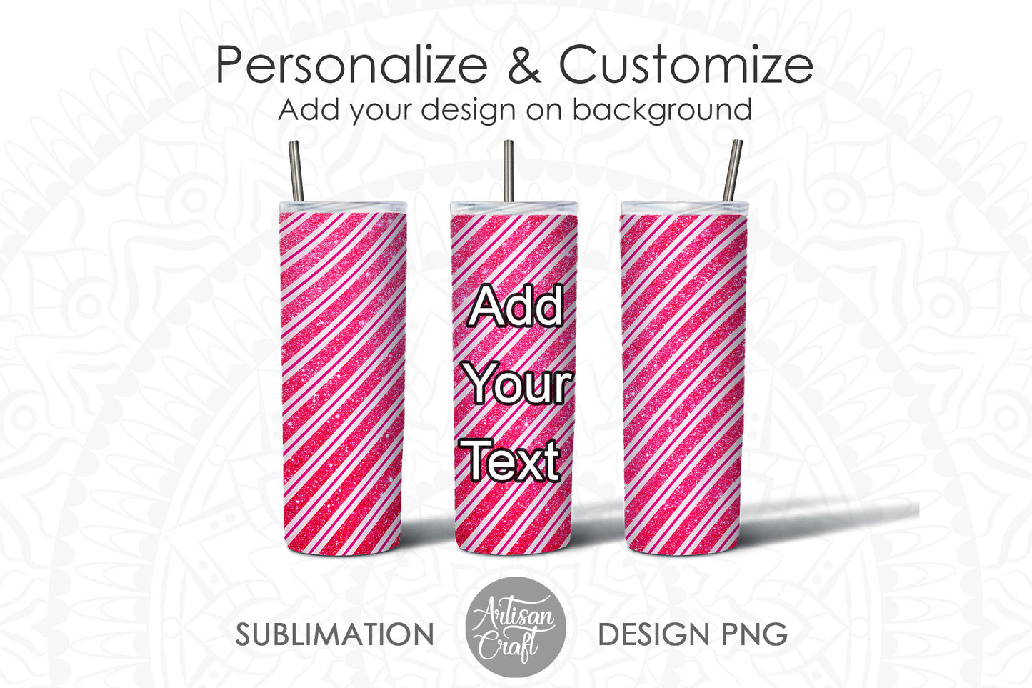 Christmas sublimation designs with pink candy cane stripes