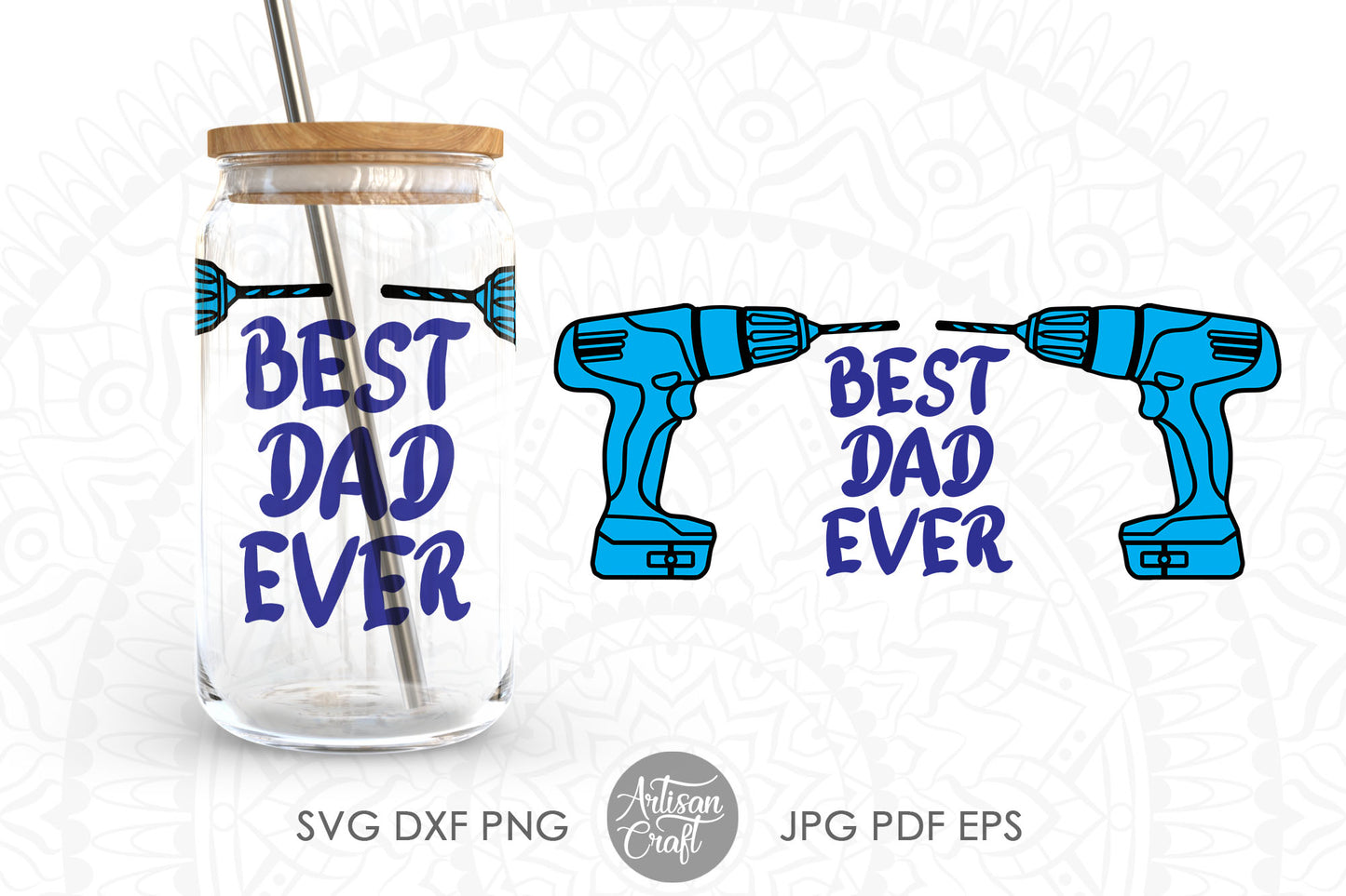Can Glass SVG for fathers day with tools