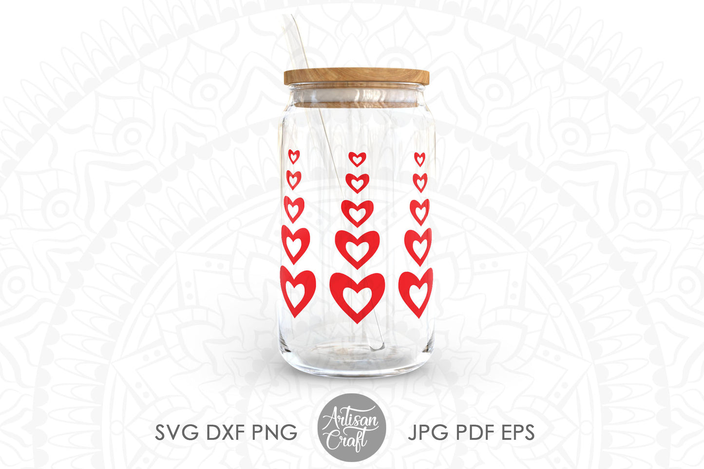 Valentines Day can glass SVG
