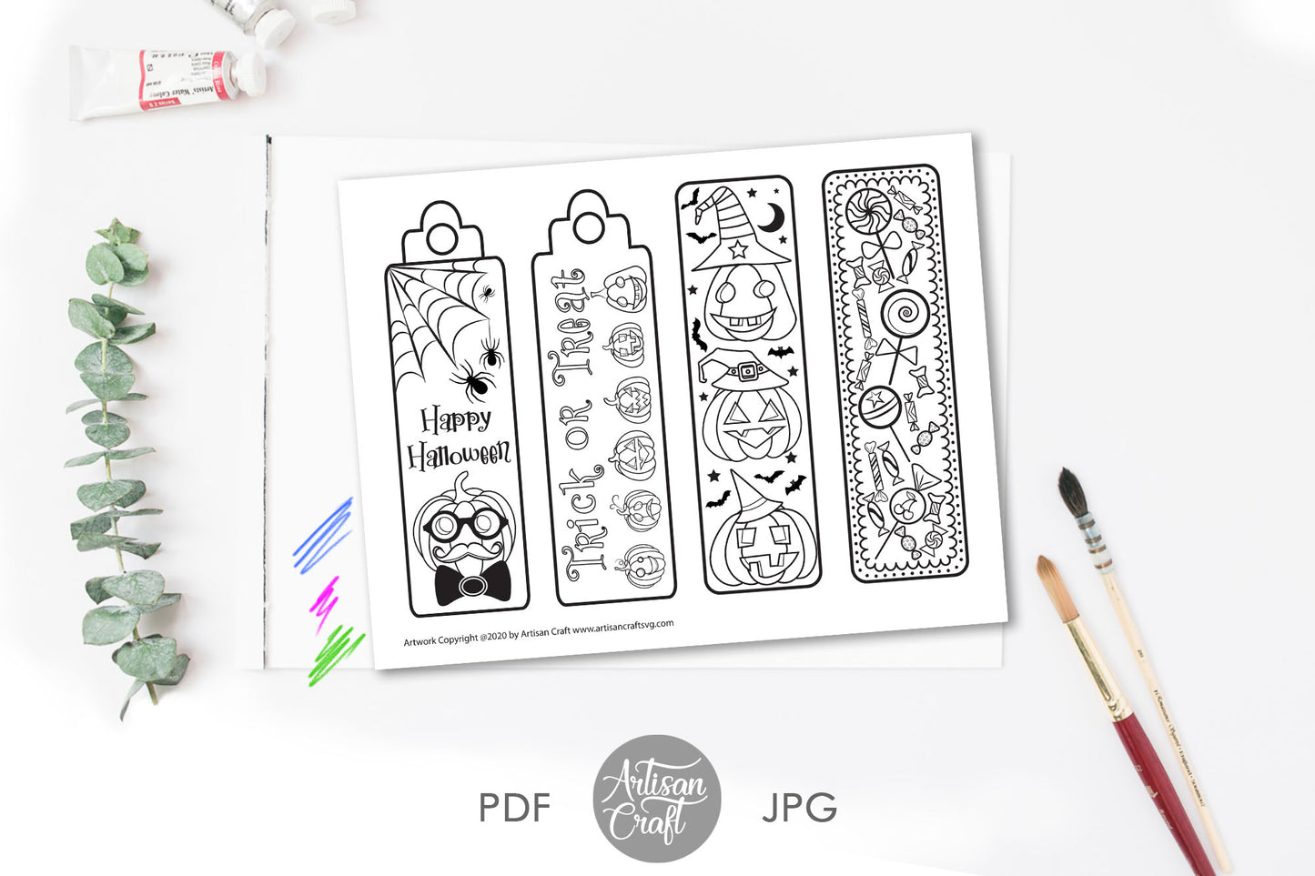 Halloween bookmark to color