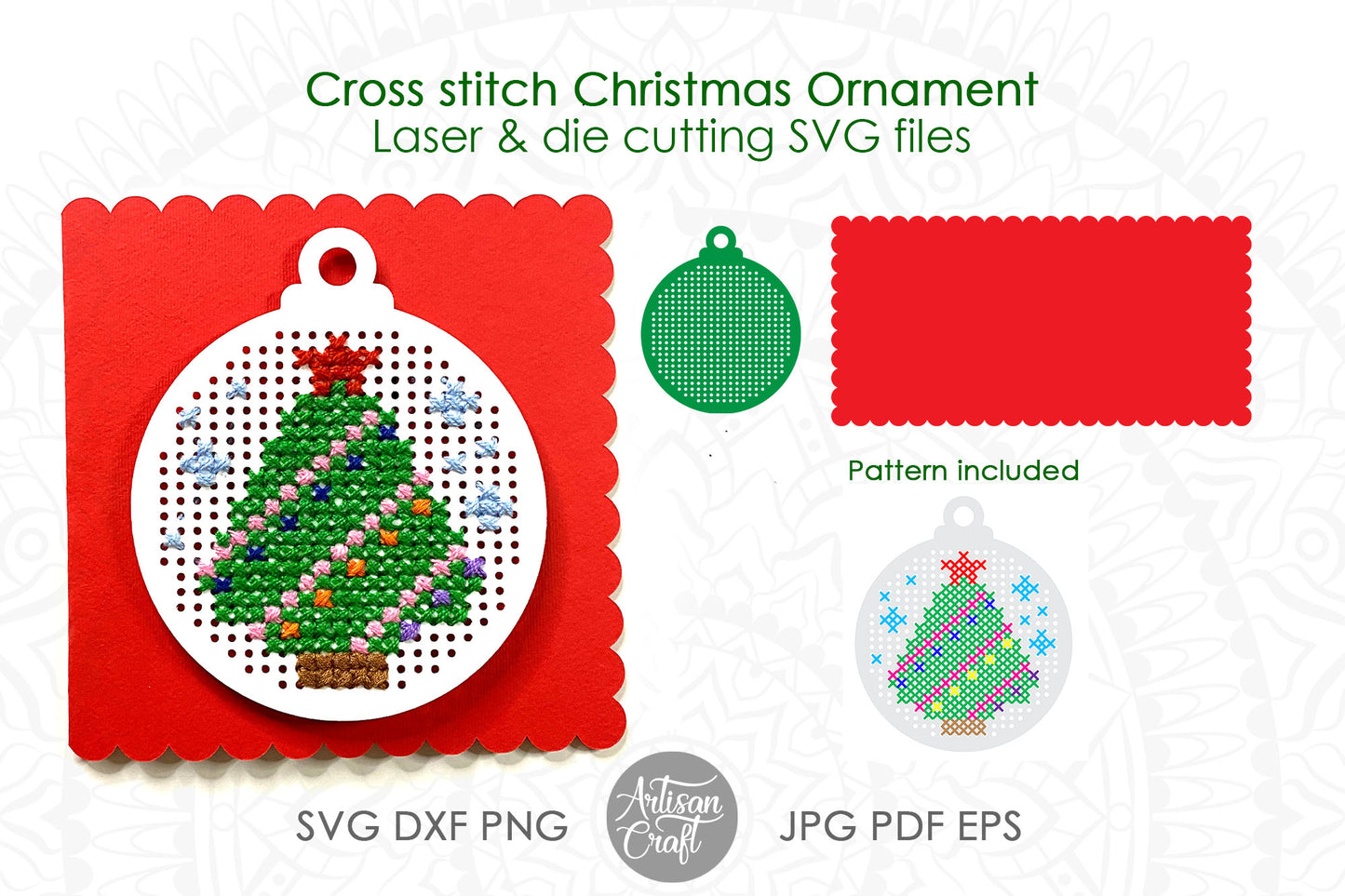 Cross Stitch Christmas Ornament SVG file