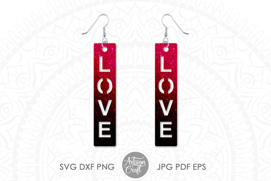 FREE SVG - Love Script Earrings
