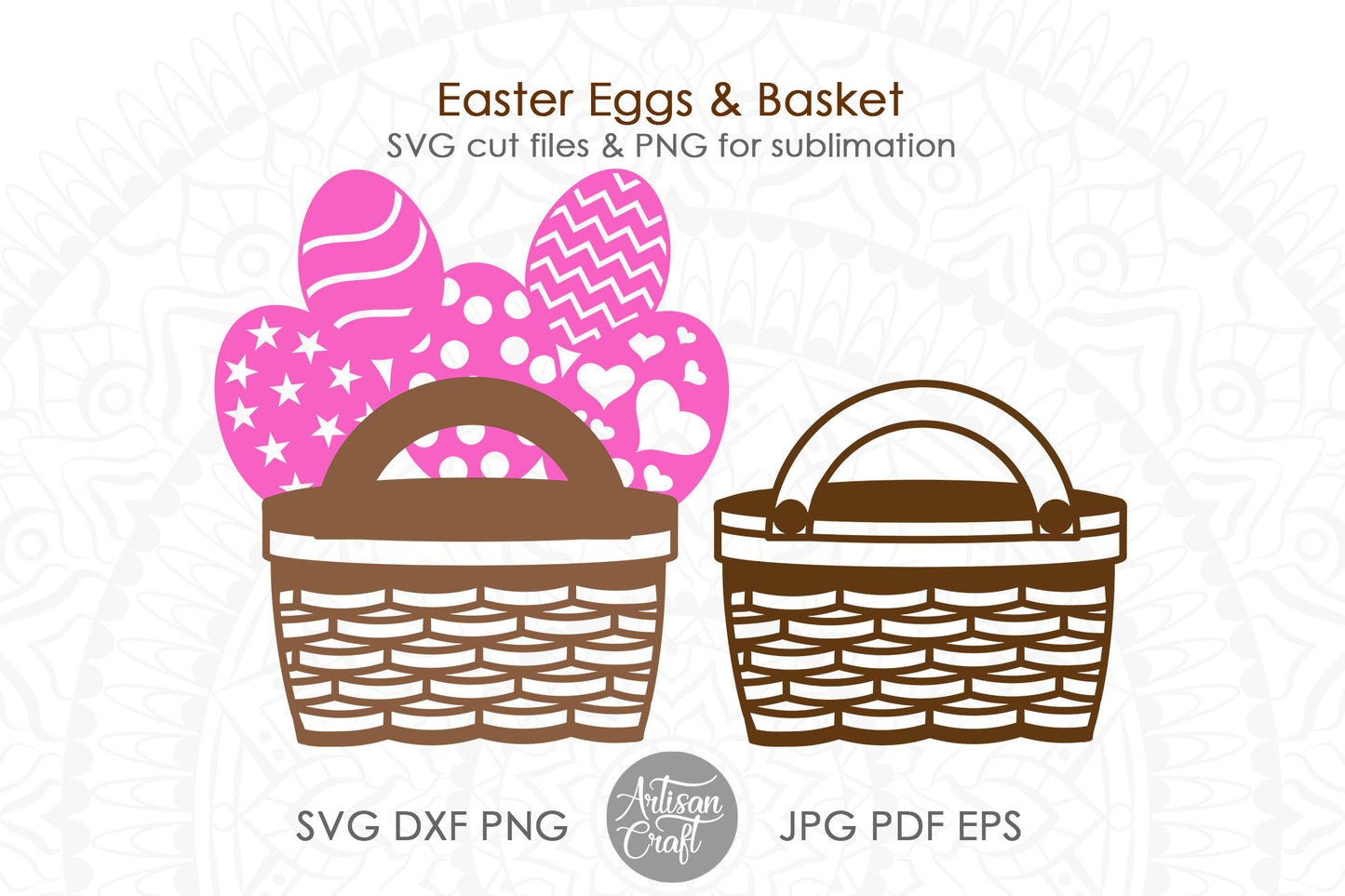 Wicker basket SVG, Easter egg basket SVG files