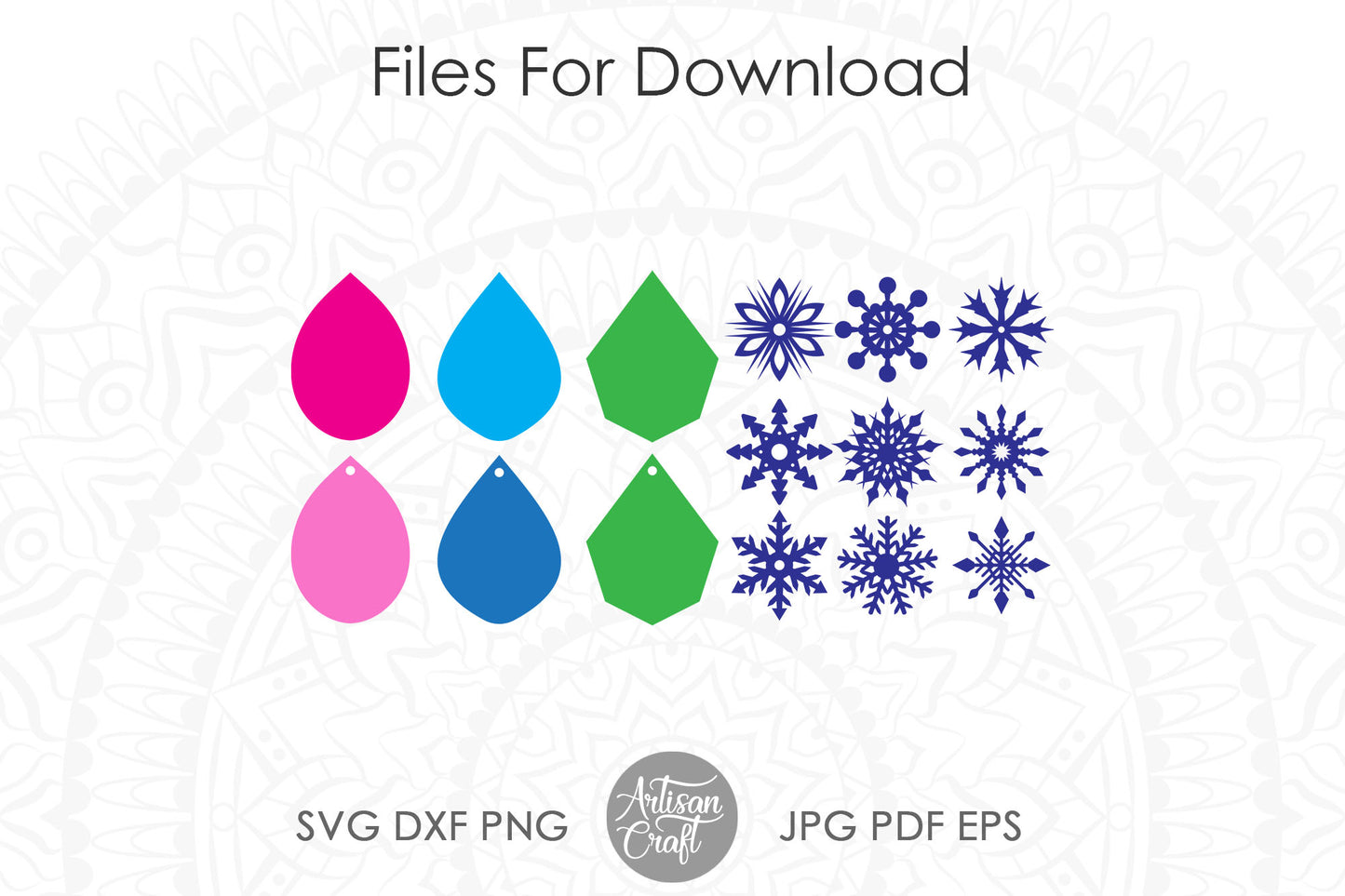 Snowflake Earring SVG cut file kit for Christmas jewelry