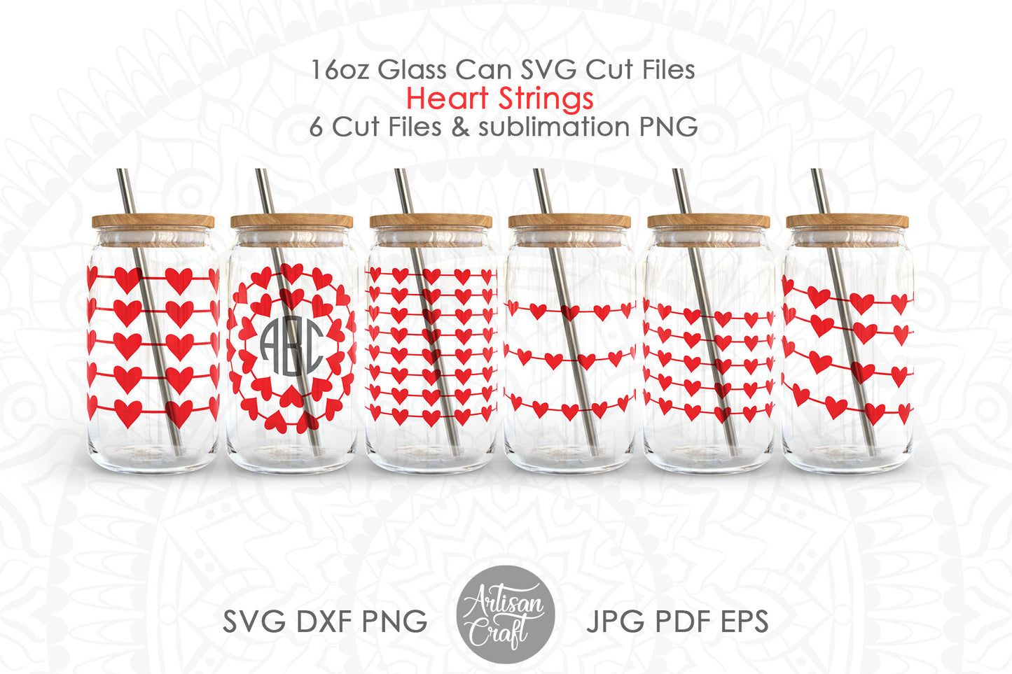 Can glass wrap SVG showing heart strings