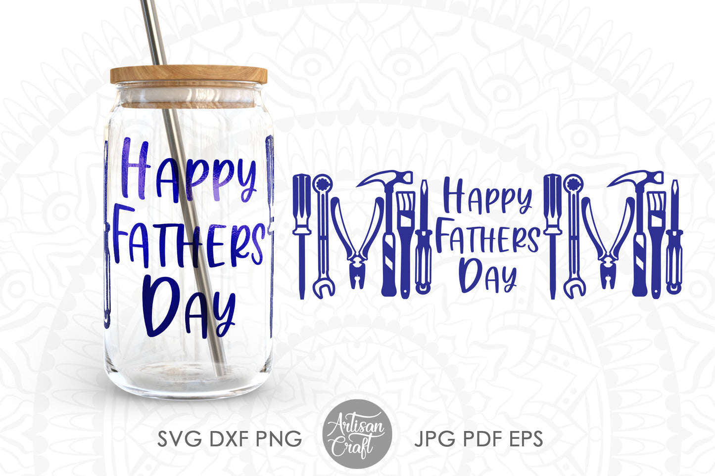 Can Glass SVG for fathers day with tools