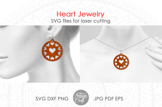 Heart earrings SVG for laser cutting