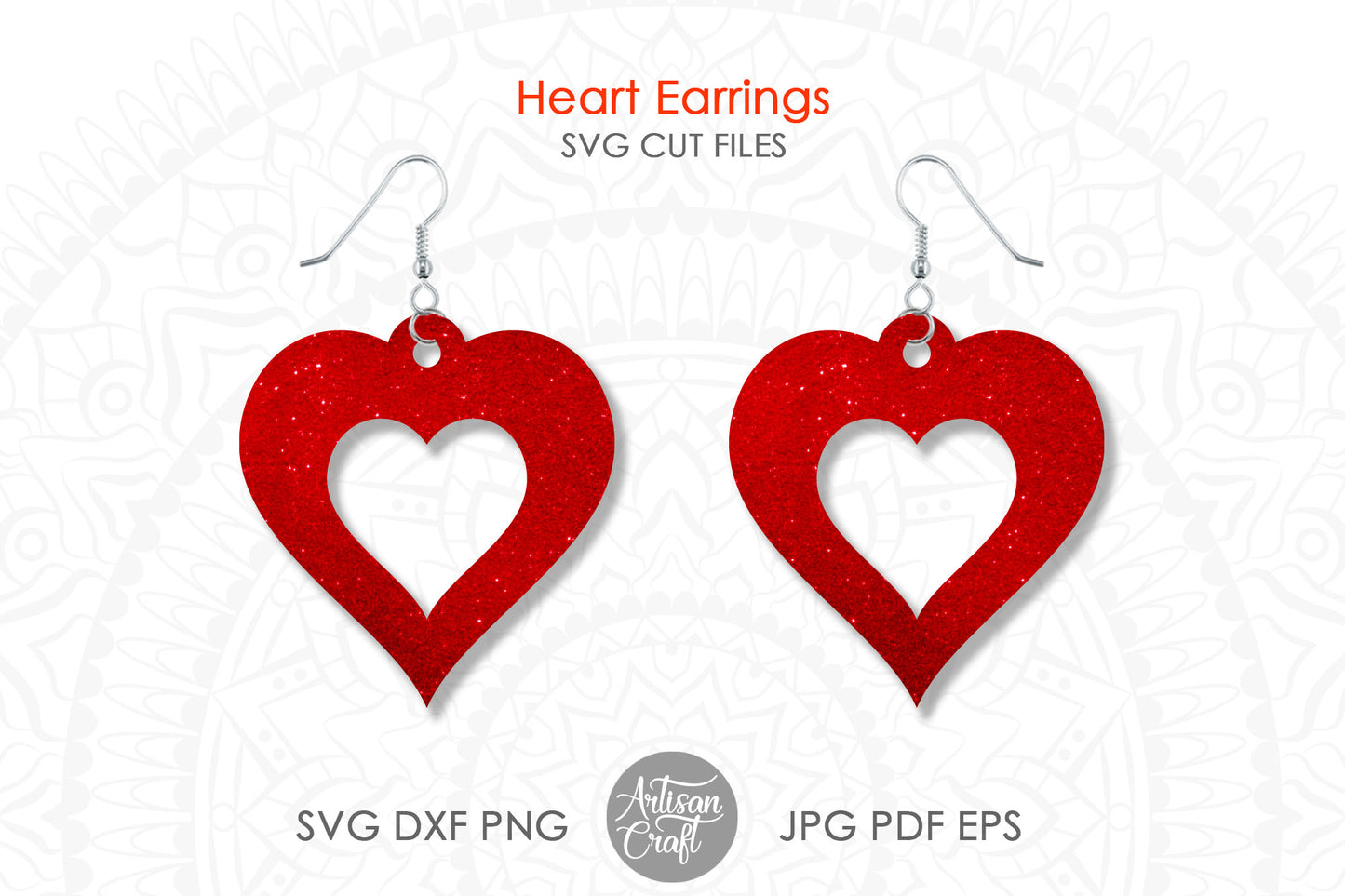 Heart earrings SVG, Valentine Earrings SVG