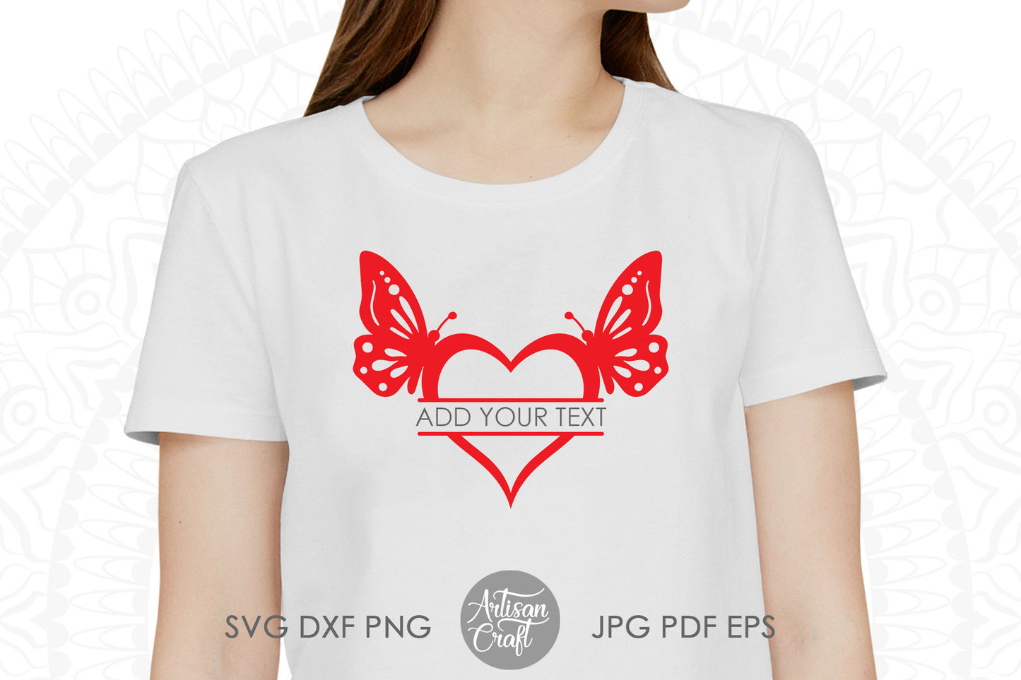 Split heart monogram SVG, butterfly heart