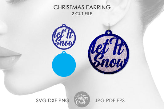 Let it snow earring SVG for laser cutting