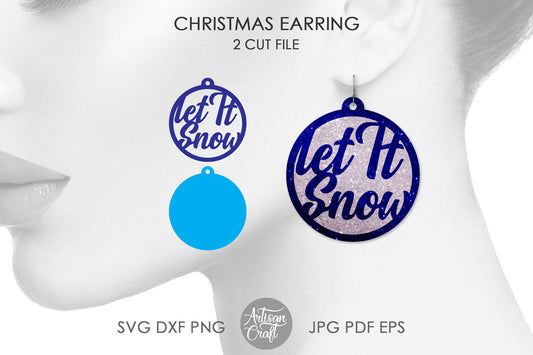 Let it snow earring SVG for laser cutting
