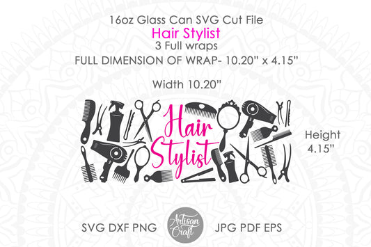 Can Glass SVG for Hair stylist