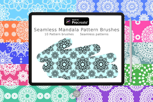 Seamless mandala pattern Procreate brush set of 10