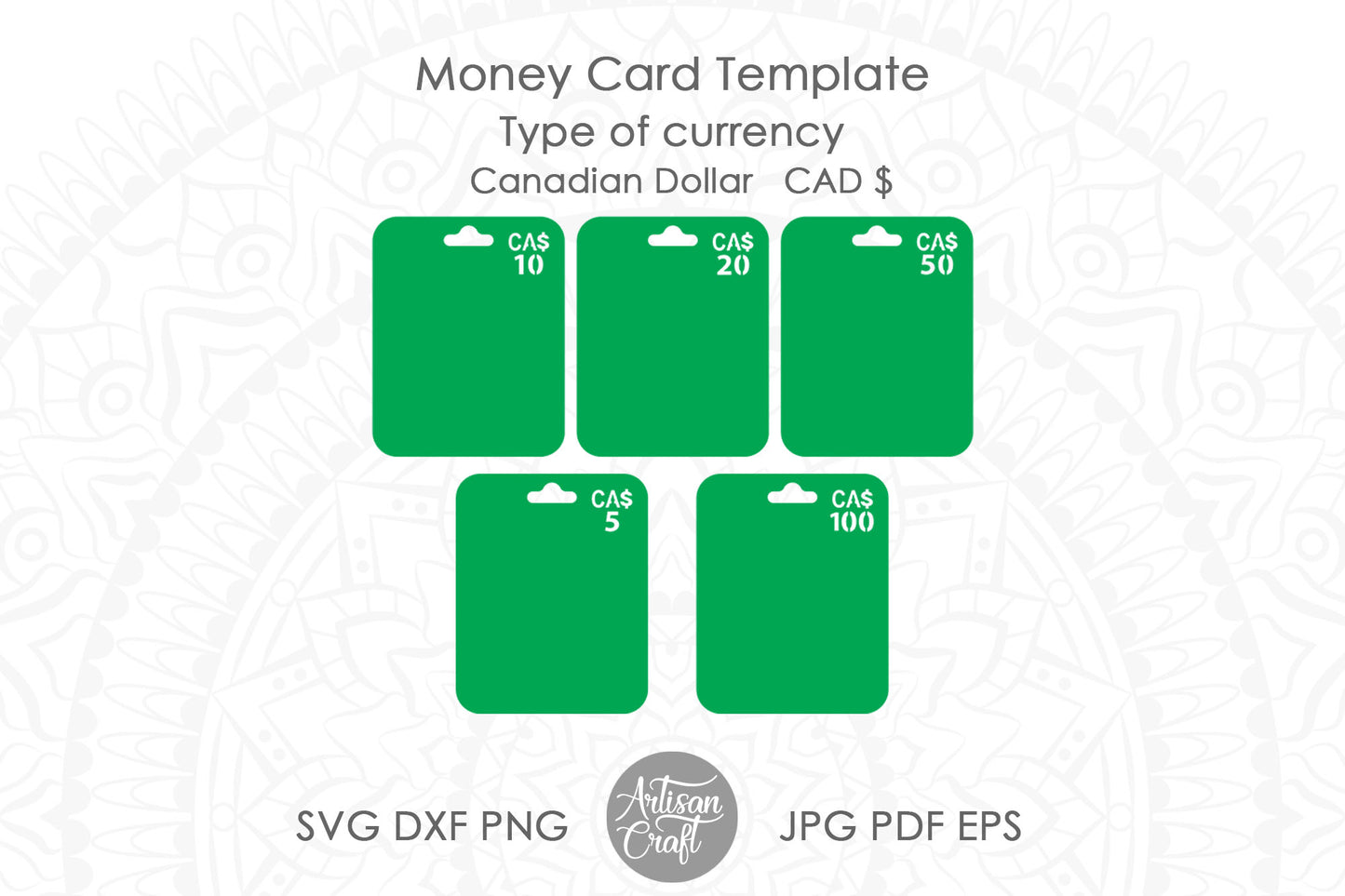Money Holder SVG, Canadian eh, Money card templates