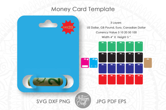 Money card template SVG cut file bundle