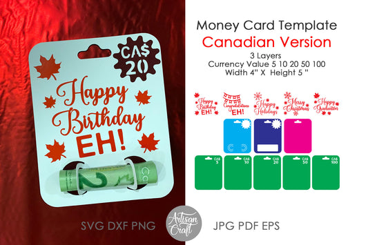 Money Holder SVG, Canadian eh, Money card templates