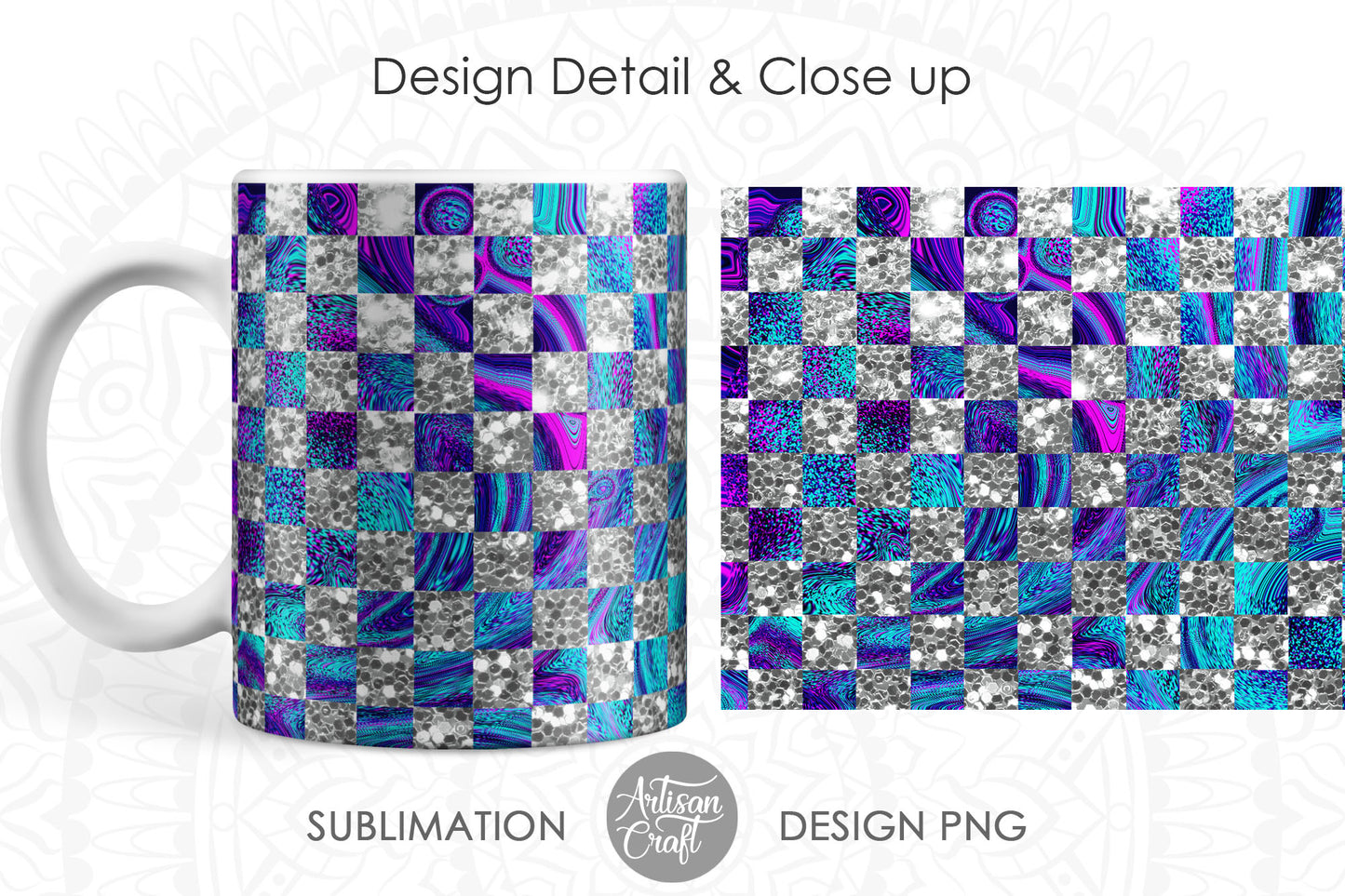 Checkered pattern 11oz mug PNG