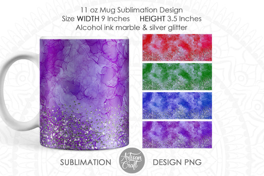 11oz Mug design template with alcohol ink