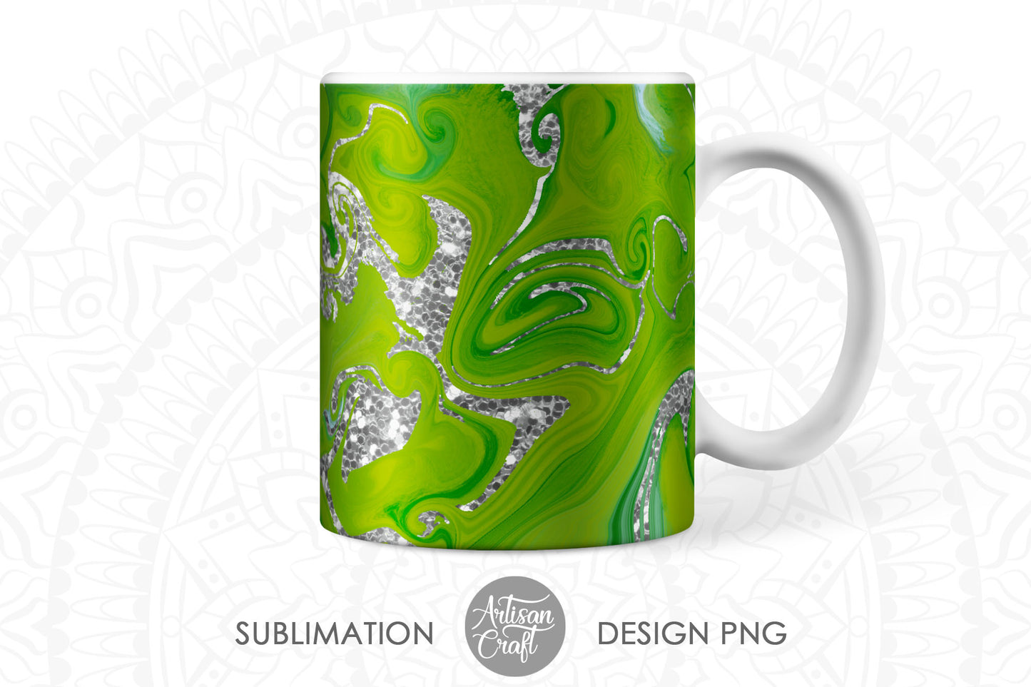 Sublimation 11oz mug design with fluid art