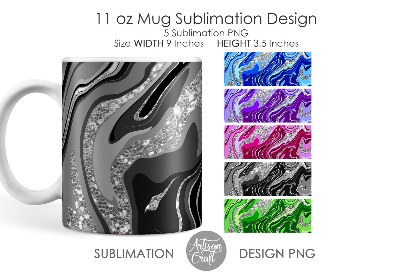 11 oz mug sublimation design with fluid art