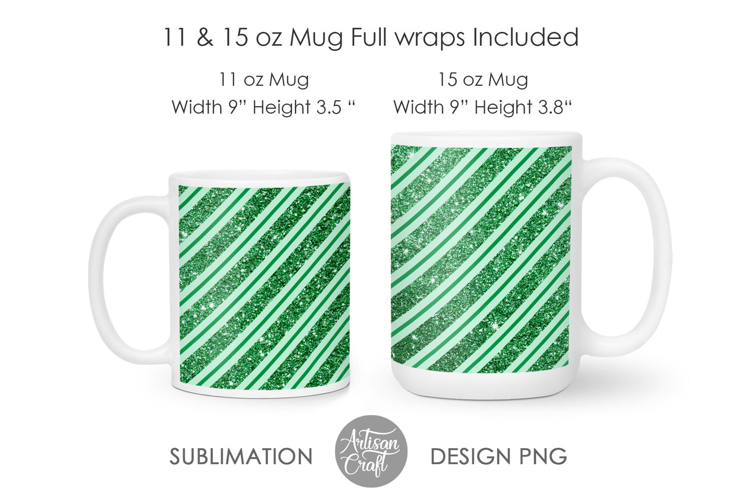 Christmas sublimation PNG bundle with Green candy cane stripes