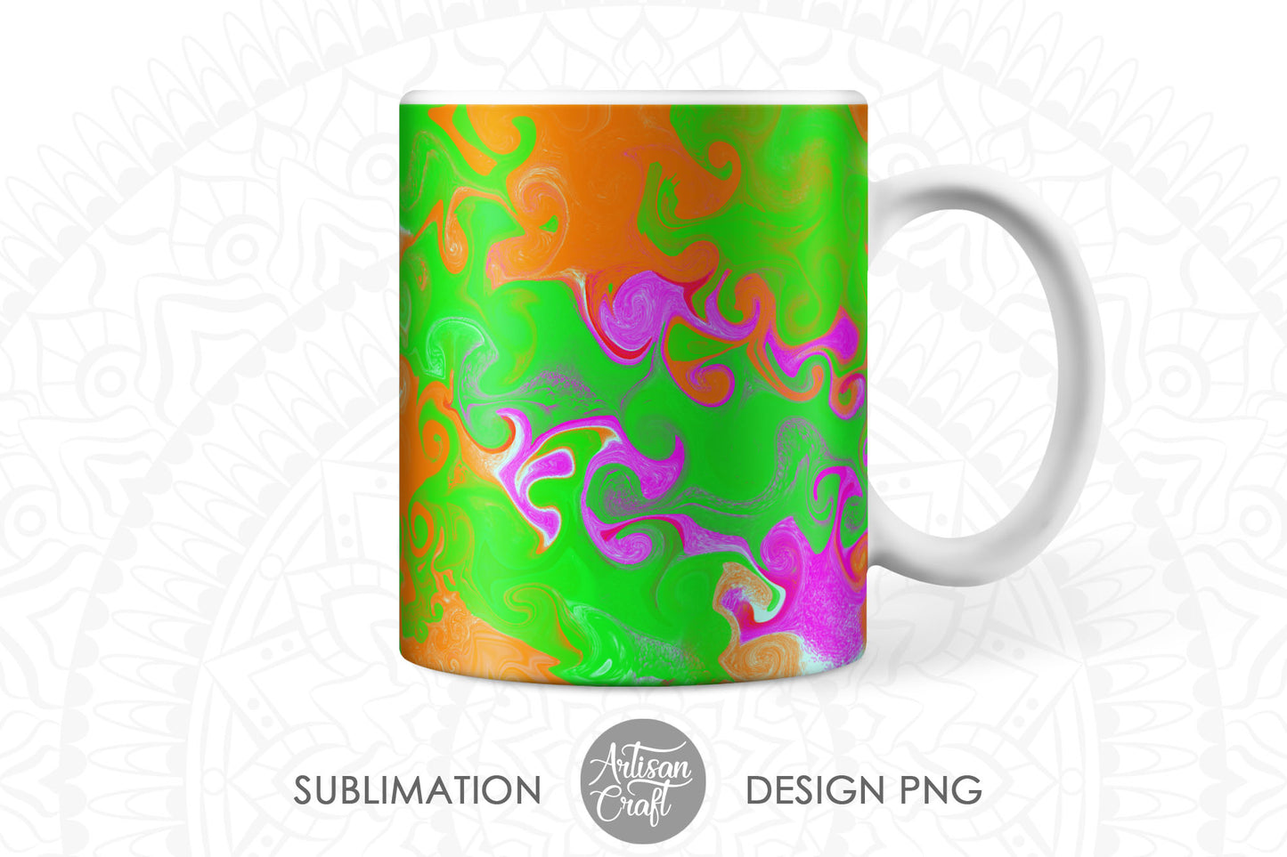 Mug sublimation PNG with neon color