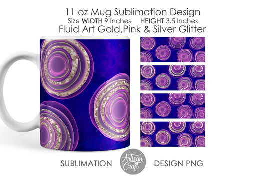 11oz Mug sublimation design with alcohol ink art