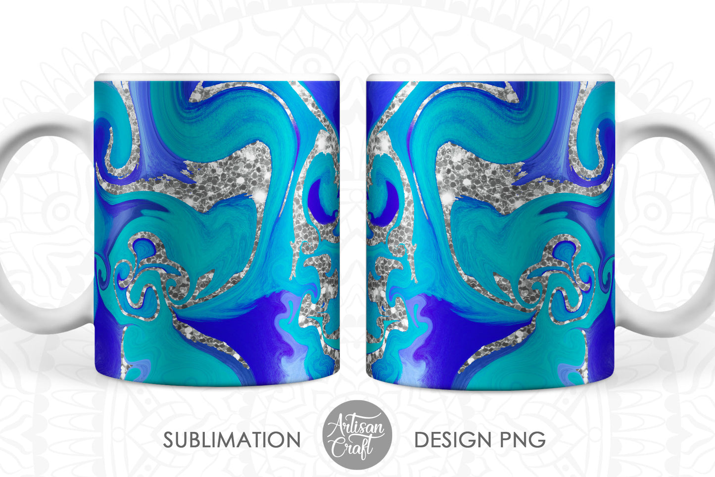 Sublimation 11oz mug design with fluid art