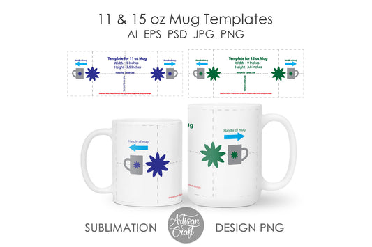 11 and 15 oz mug template for sublimation