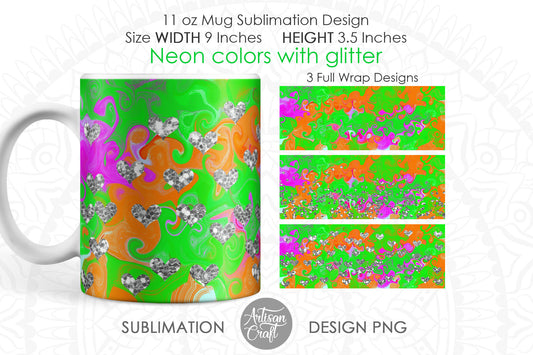 Mug sublimation PNG with neon color