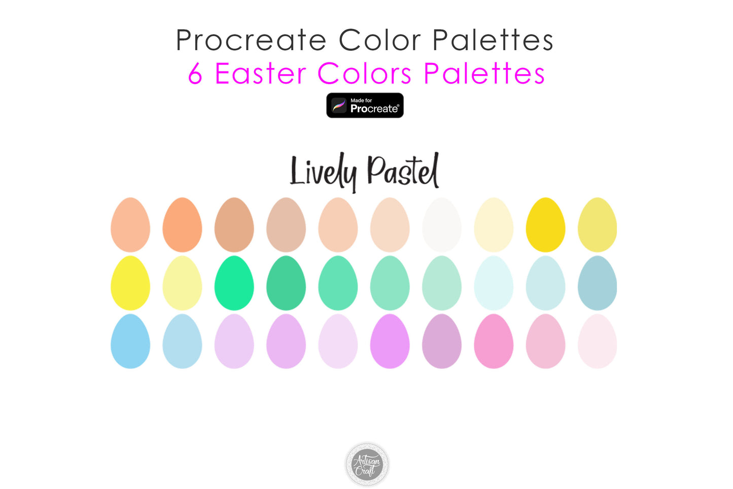 Easter Procreate color palette with Easter themes