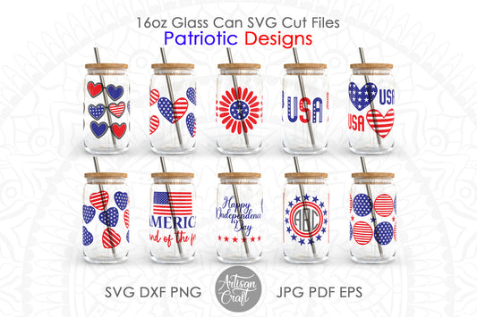 Patriotic can glass SVG for 16oz cup