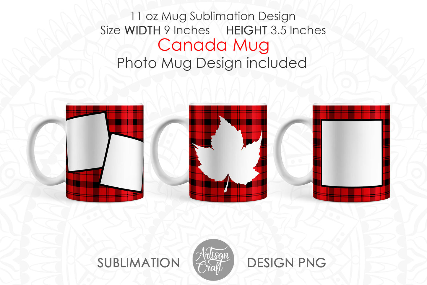 Canadian mug sublimation PNG, Photo mug template