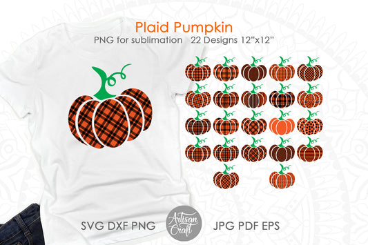 Plaid pumpkin PNG bundle, Buffalo plaid