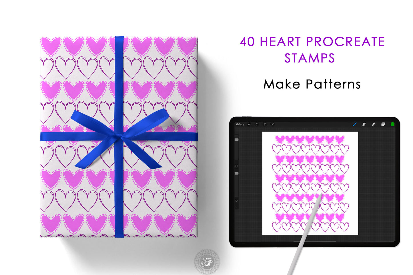 40 Procreate heart stamps