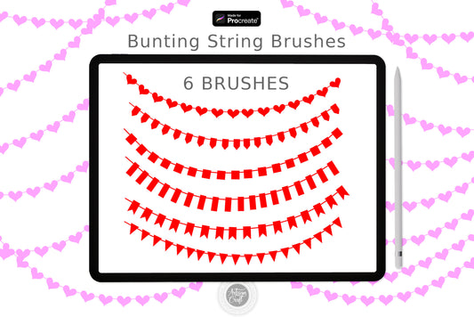 Procreate brush set with bunting flags
