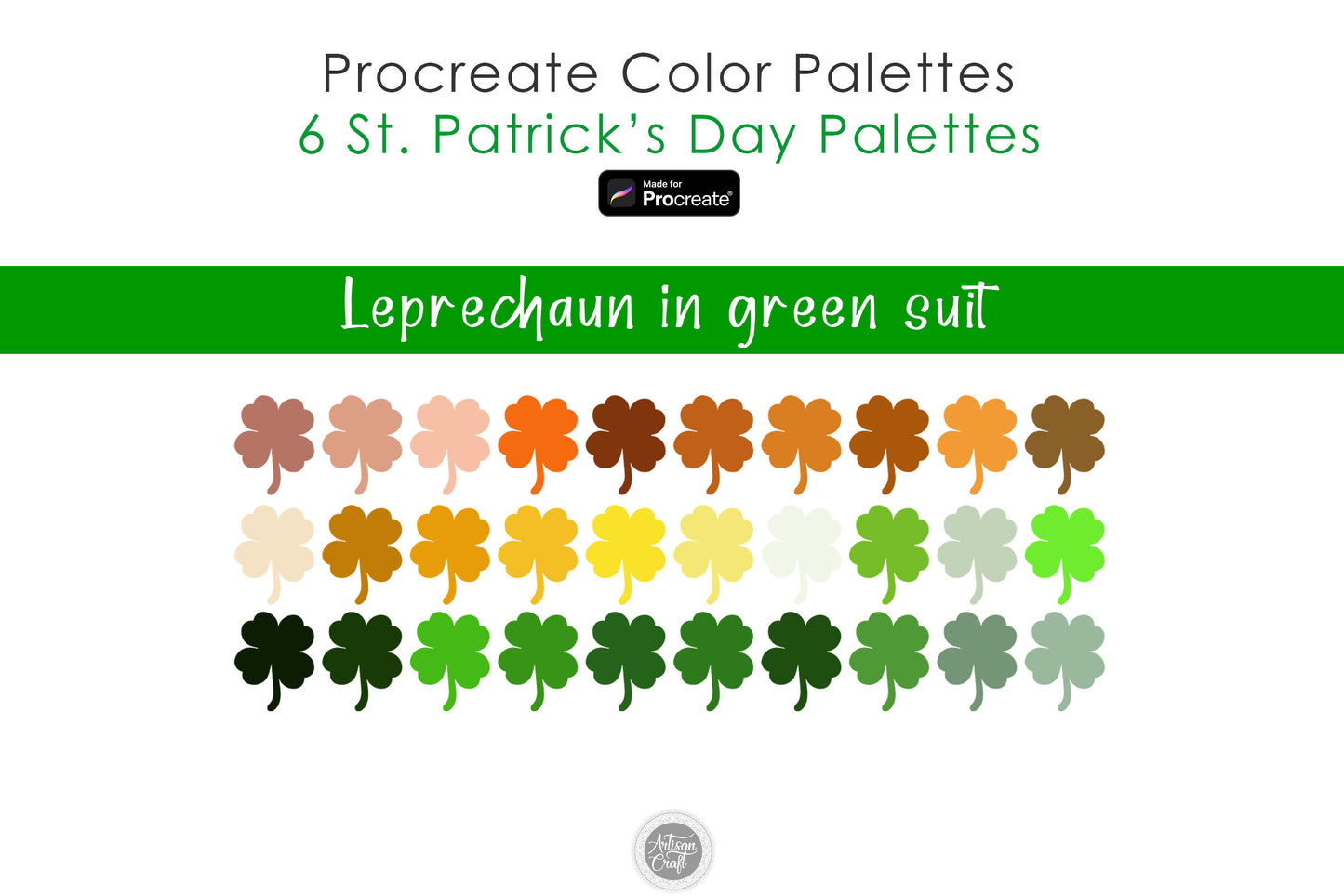 St Patrick's Day color palette | Procreate palette