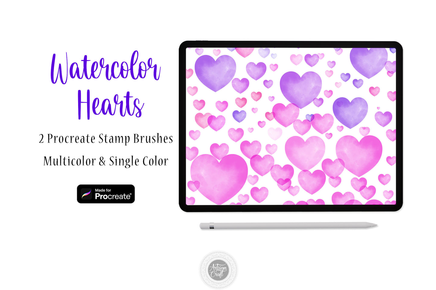 Procreate brushes watercolor Hearts