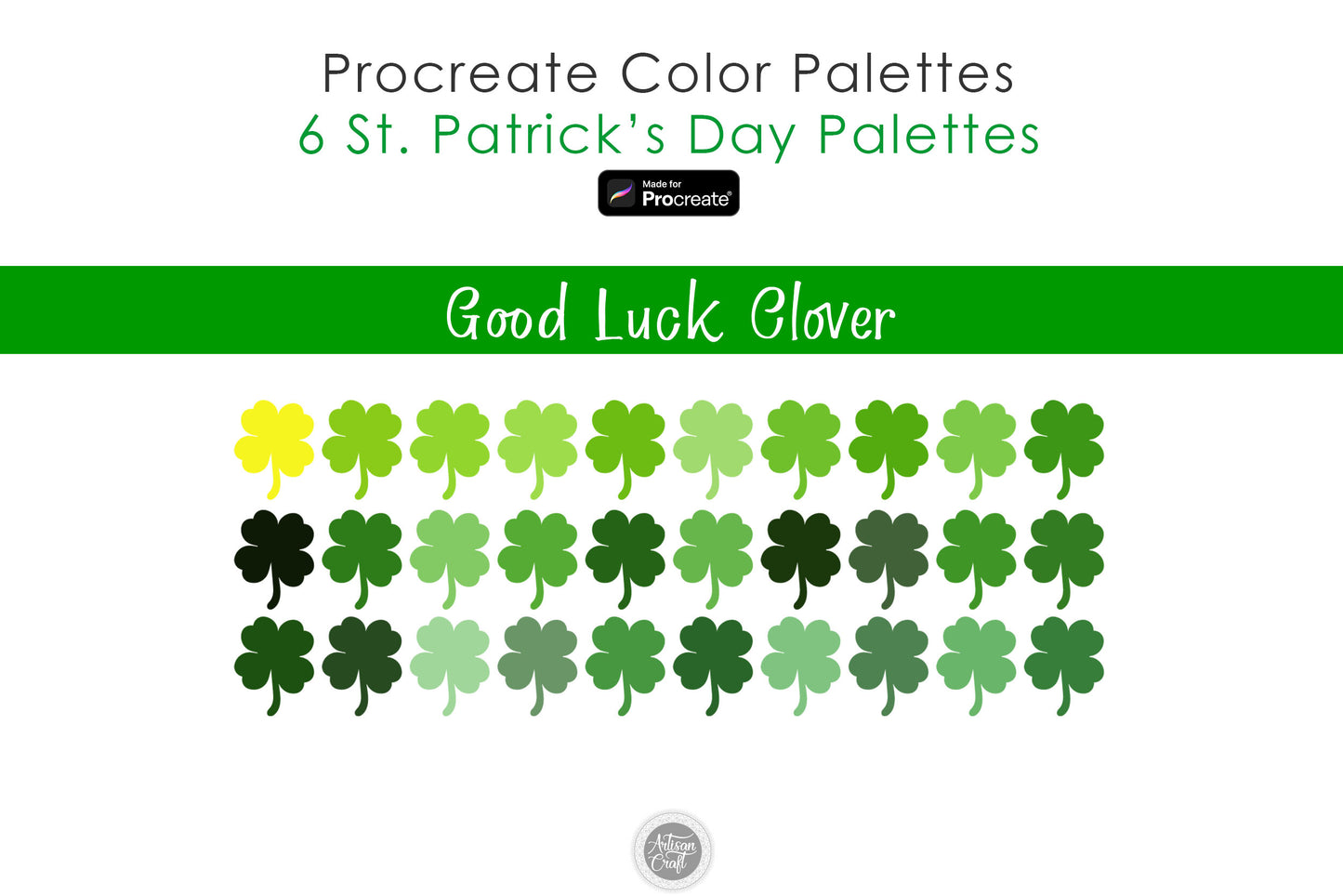 St Patrick's Day color palette | Procreate palette