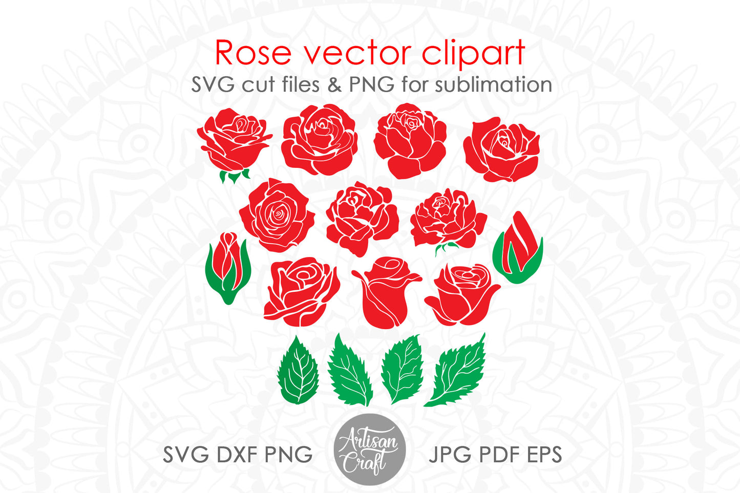 Roses SVG, red rose PNG for sublimation
