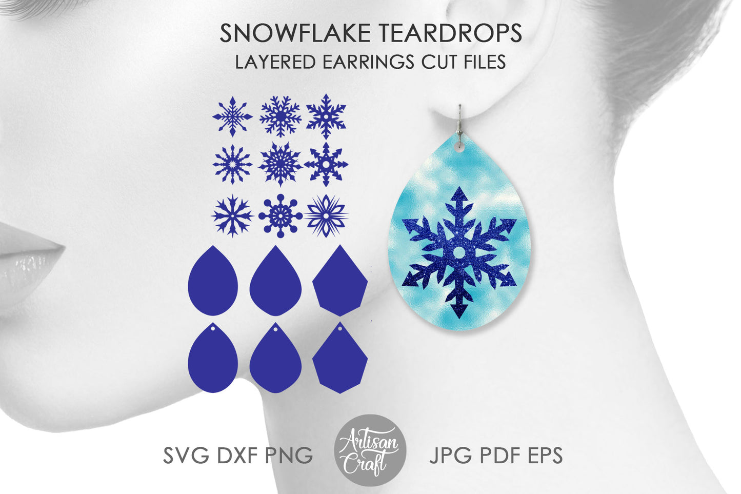 Snowflake Earring SVG cut file kit for Christmas jewelry