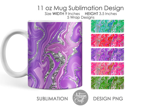 Sublimation mug design with fluid art