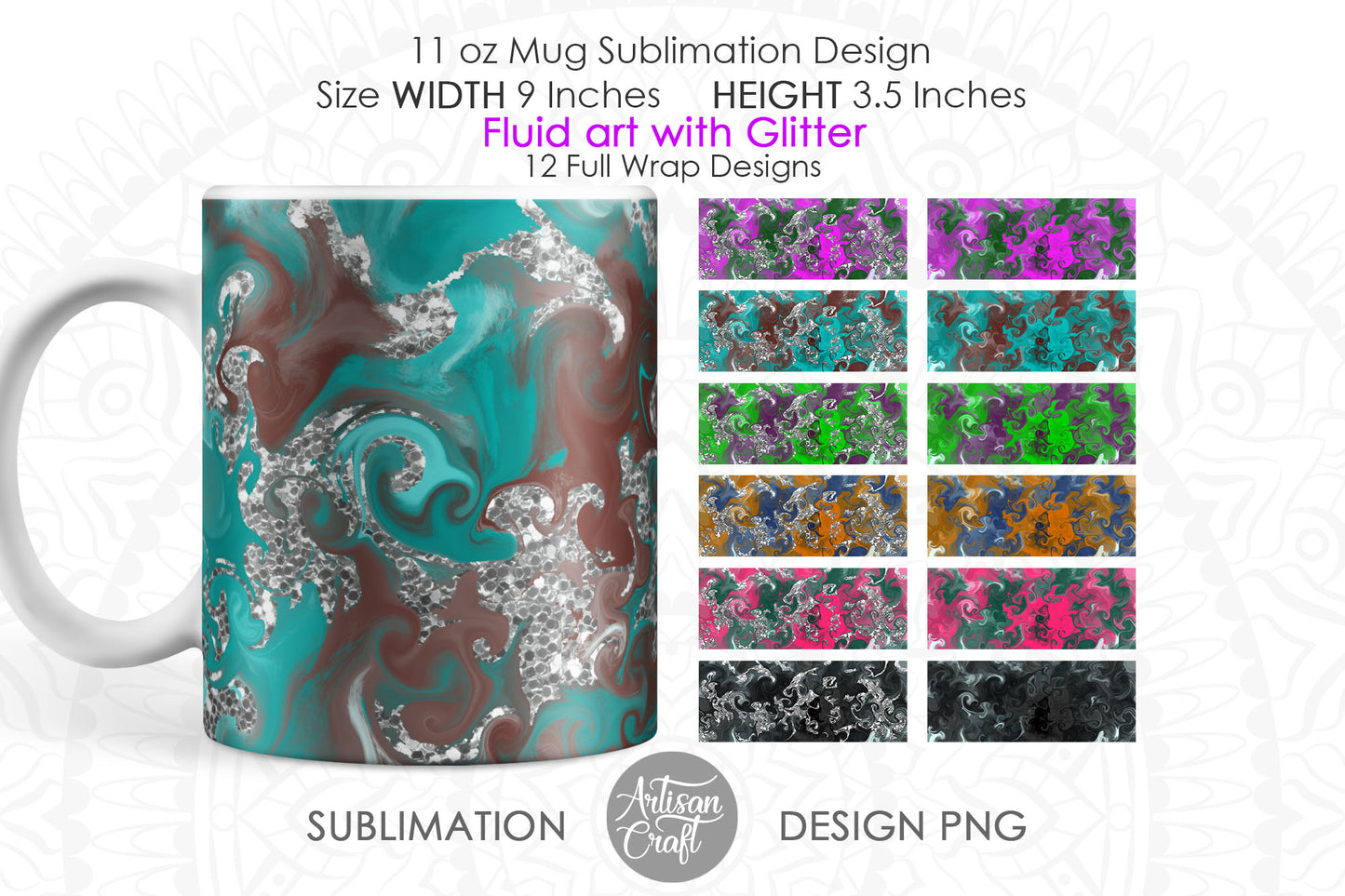 11oz mug Sublimation designs with fluid art