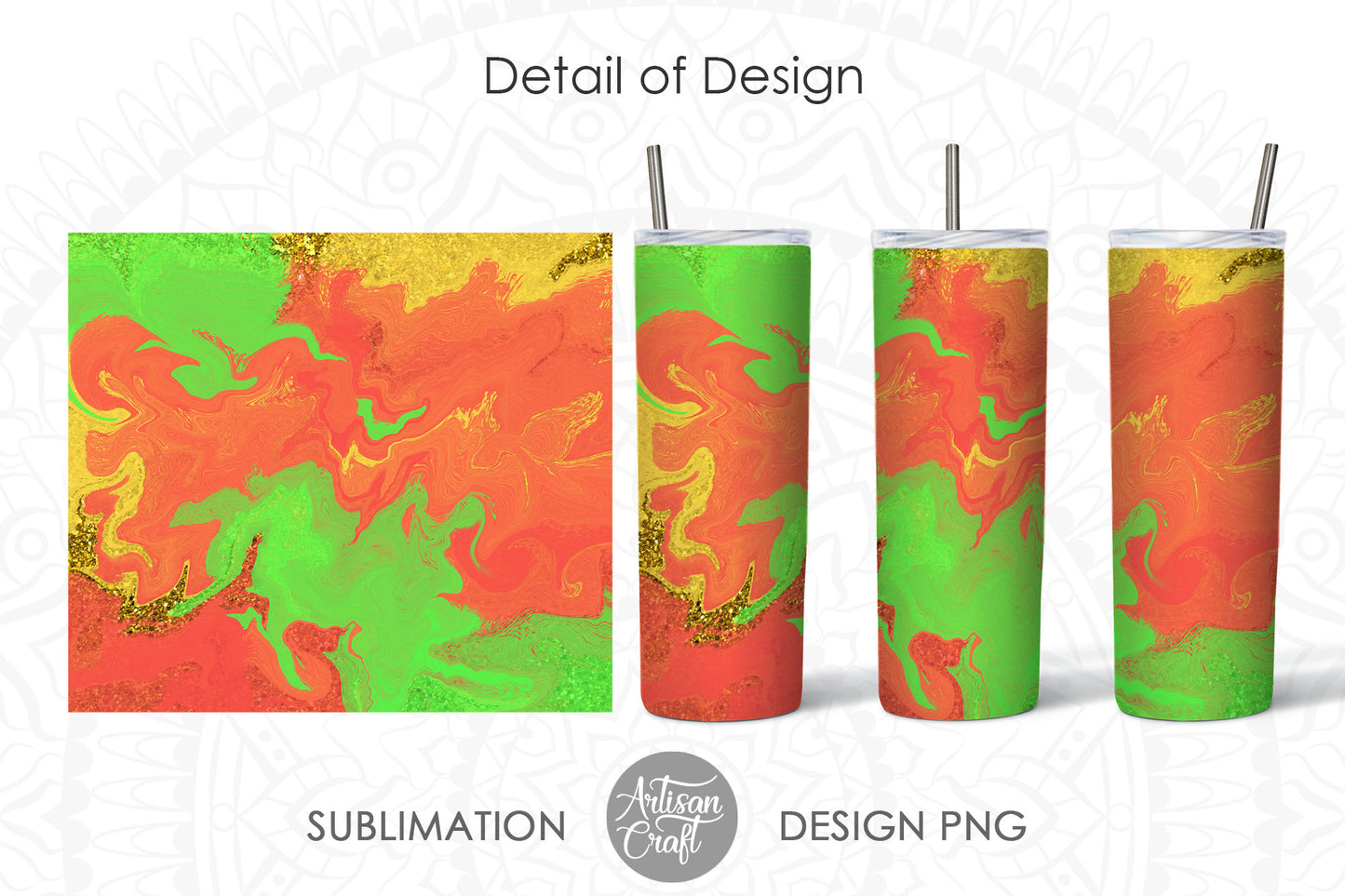 20oz skinny tumbler design in green and red